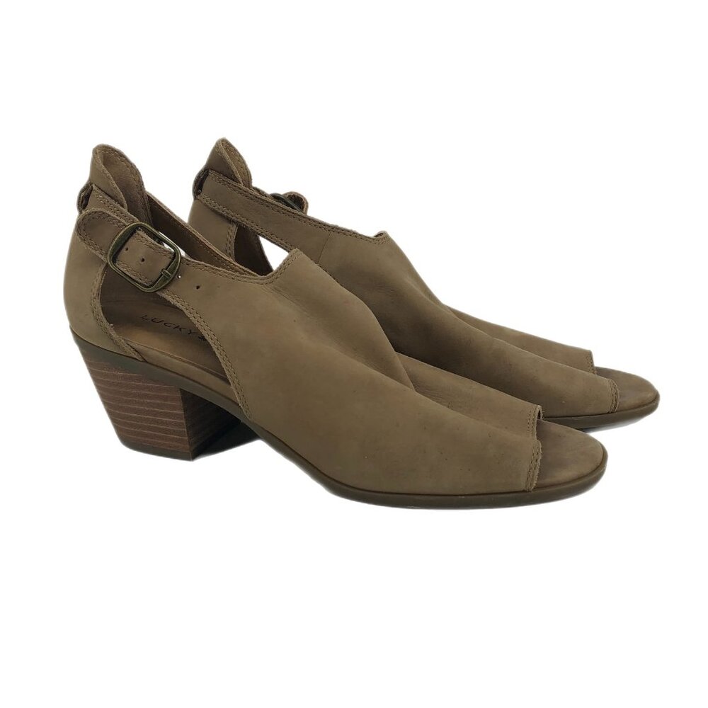 Lucky Brand Tan D'Orsay Heels | Adjustable Ankle Strap